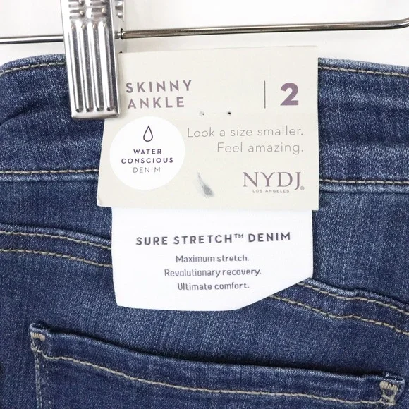 NWT NYDJ Ami Skinny Ankle Jeans 2 Dark Wash Blue Denim Released Hem Mid Rise - Picture 6 of 11